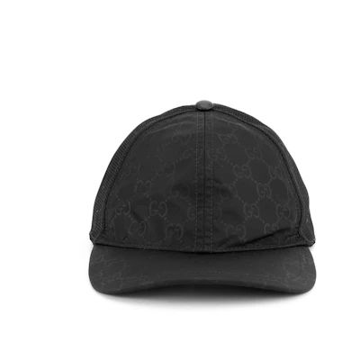 GUCCI GG Logo Print Black Nylon Baseball Cap Unisex Couple Style. 510950-4HD47-1000