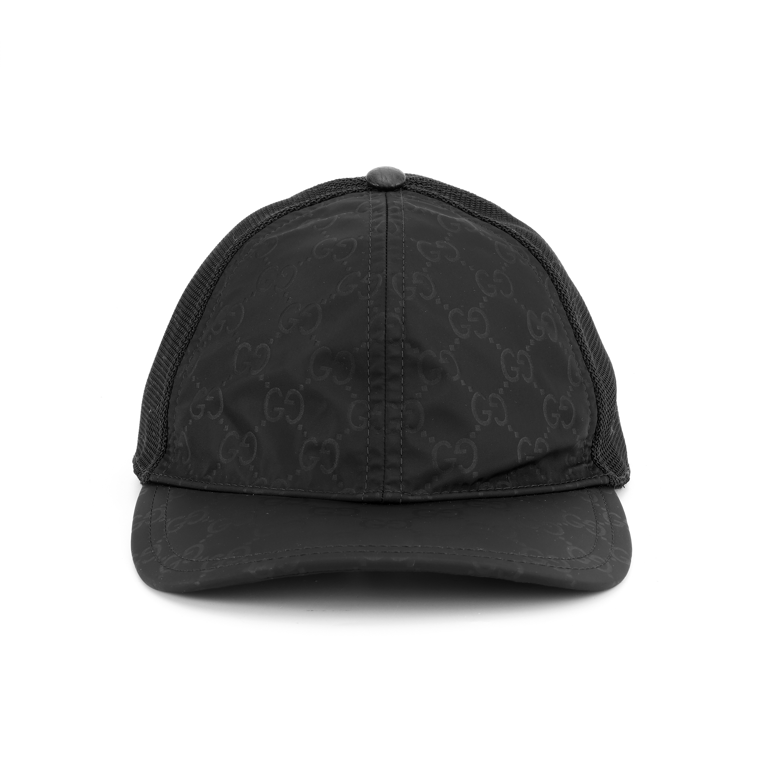 Order Topi Baseball GUCCI GG Logo Print Nylon Hitam Unisex Gaya Pasangan. 510950-4HD47-1000
