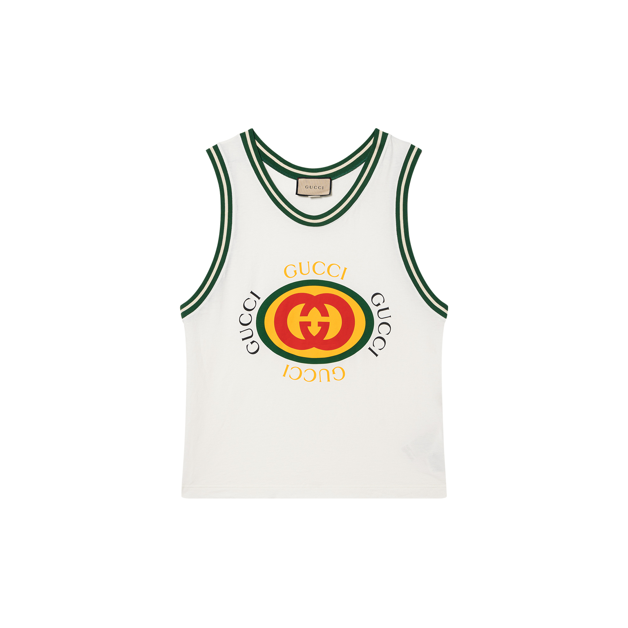 Gucci GG Logo Print Sleeveless Tank Top SS23 White 742519-XJFFU-9095