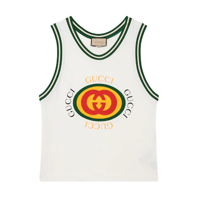 Gucci GG Logo Print Sleeveless Tank Top SS23 White 742519-XJFFU-9095
