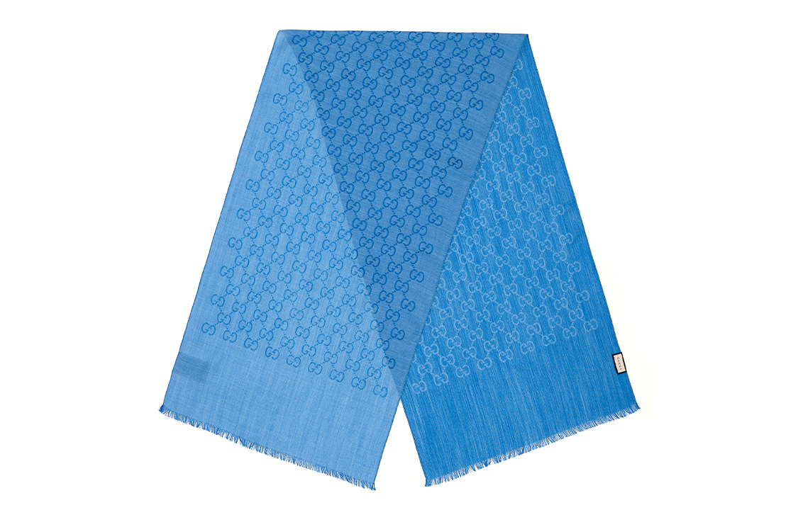 GUCCI GG Logo Reversible Tassel Scarf in Light Blue (Unisex) 165904-3G646-4769 圖 3