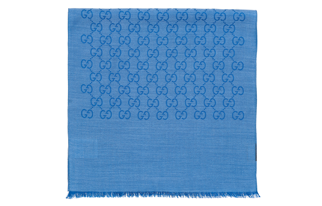 GUCCI GG Logo Reversible Tassel Scarf in Light Blue (Unisex) 165904-3G646-4769 圖 4