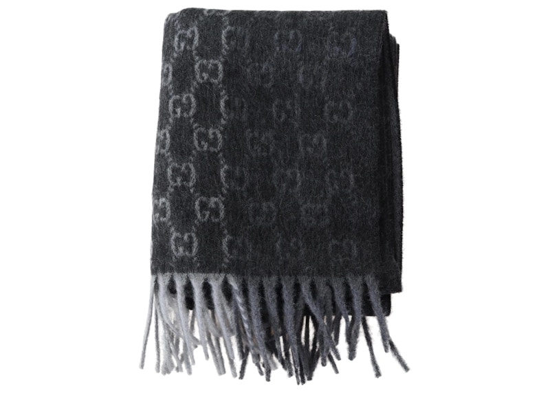 Gucci GG Logo Scarf Lead Gray