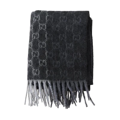 Gucci GG Logo Scarf Lead Gray