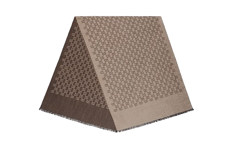 GUCCI GG Logo Tassel Scarf, Unisex Couple Edition, Deep Beige 165903-3G646-9664 圖 2