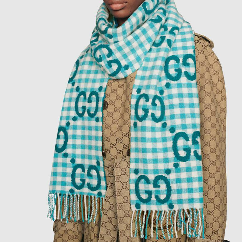 GUCCI GG Logo Wool Fringe Scarf Unisex Couple Edition 644365-3GA69-4678 圖 5