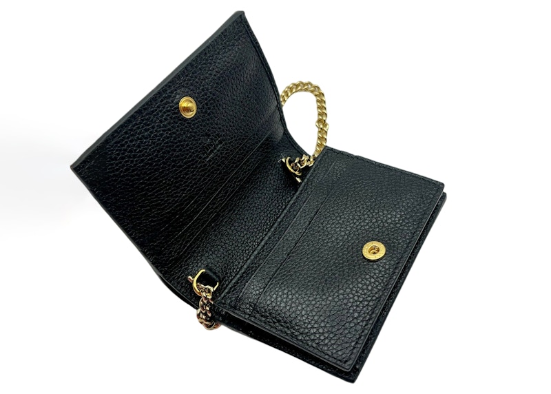 Lookbook グッチ GG ロゴ ズミ 二つ折り ミニ財布 ミニ ブラック