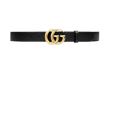 GUCCI GG Marmont Leather Belt Black with Double G Buckle, 3cm Wide. GU 414516 AP00T 1000 -1