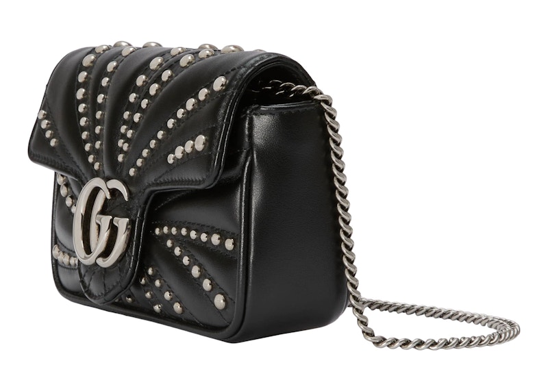 Gucci GG Marmont Bag Super Mini Quilted Spiral Studded Black 圖 2