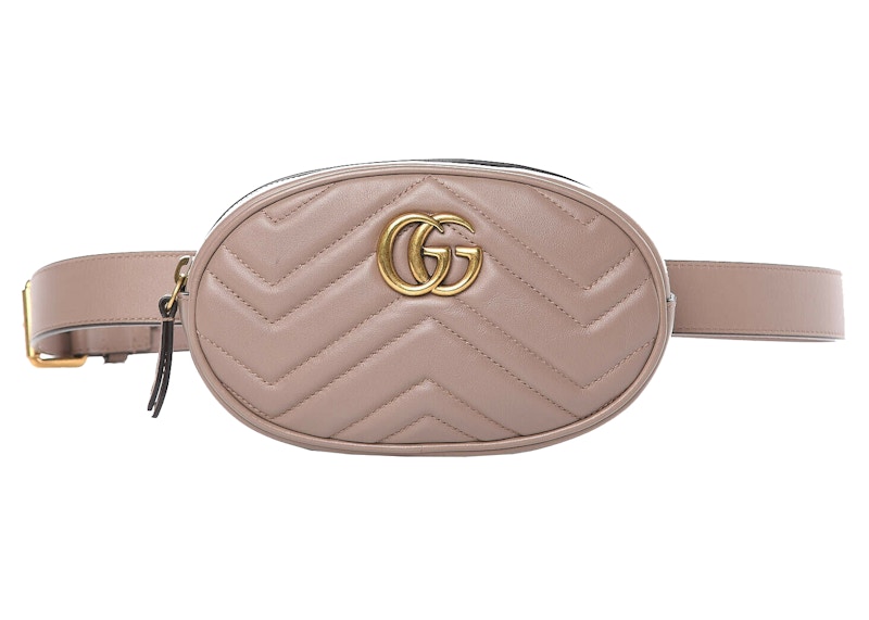 Gucci GG Marmont Belt Bag Matelasse Leather Taupe/Rose