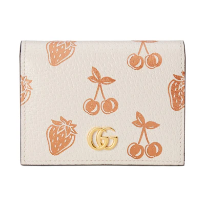 Gucci GG Marmont Berry Card Case Wallet White