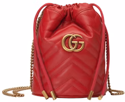 Gucci GG Marmont Bucket Bag Mini Hibiscus Red Gucci GG Marmont Bucket Bag Mini Hibiscus Red