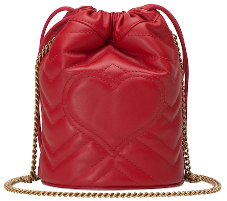 Gucci GG Marmont Bucket Bag Mini Hibiscus Red Order Gucci GG Marmont Bucket Bag Mini Hibiscus Red