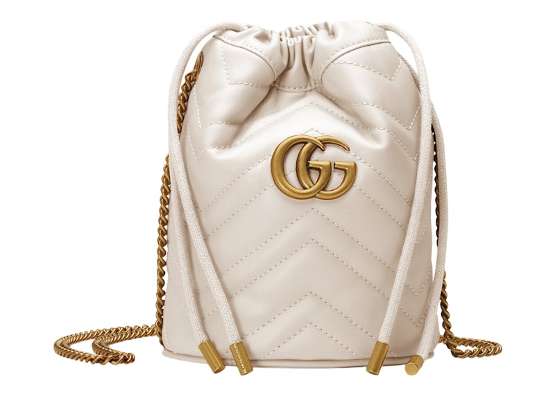 Gucci GG Marmont Bucket Bag Mini Matelasse White