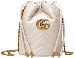 Gucci GG Marmont Bucket Bag Mini Matelasse White Gucci GG Marmont Bucket Bag Mini Matelasse White
