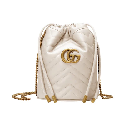 Gucci GG Marmont Bucket Bag Mini Matelasse White