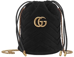 Gucci GG Marmont Bucket Bag Velvet Mini Black Gucci GG Marmont Bucket Bag Velvet Mini Black