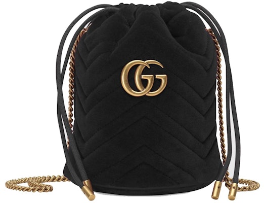 Gucci GG Marmont Bucket Bag Velvet Mini Black Buy Gucci GG Marmont Bucket Bag Velvet Mini Black