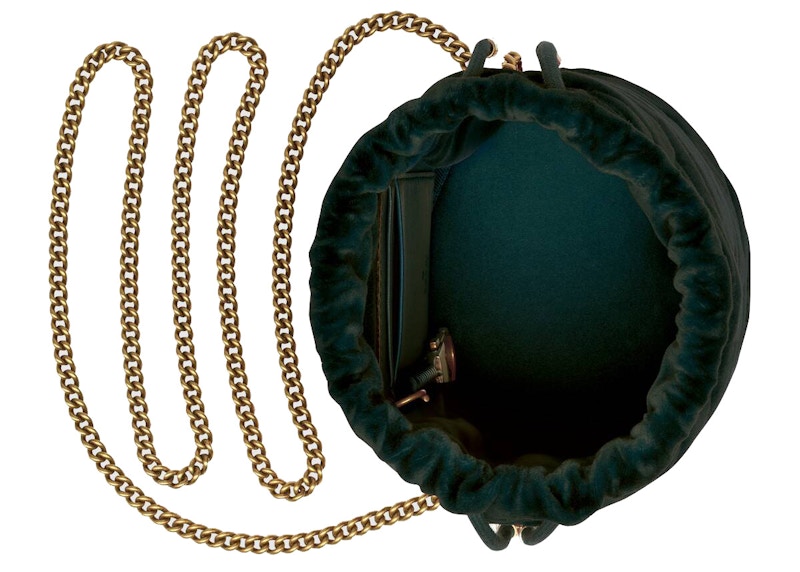 Gucci GG Marmont Bucket Bag Velvet Mini Dark Green 圖 3