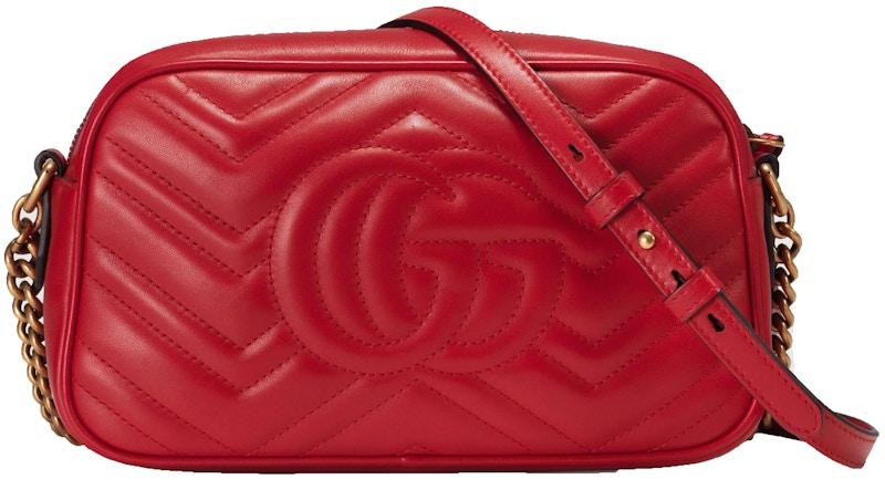 Order Beg Gucci GG Marmont Camera Matelasse Kecil Merah Hibiscus
