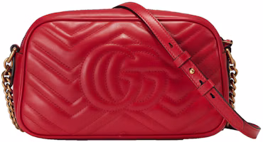 Order Gucci GG Marmont小型相機包 Matelassé 小型芙蓉紅色
