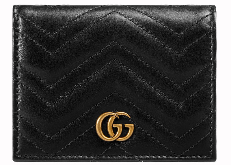 Gucci GG Marmont Card Case Wallet Matelasse Black