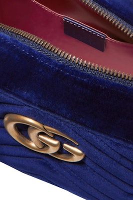 Gucci GG Marmont Crossbody Matelasse Velvet Small Cobalt Blue Lookbook Gucci GG Marmont Crossbody Matelasse Velvet Small Cobalt Blue