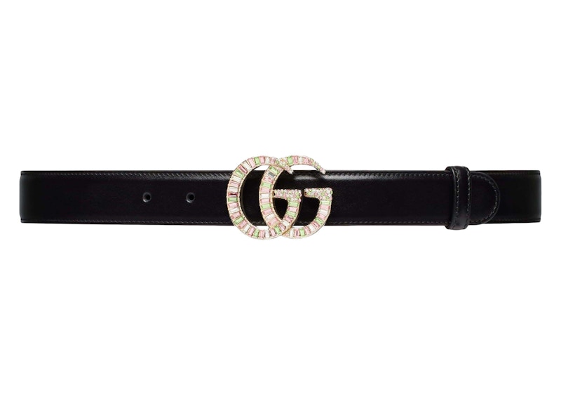 Gucci GG Marmont Crystal Buckle Belt Black