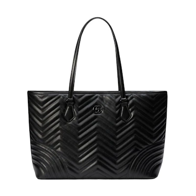 Gucci GG Marmont Large Tote Bag Matelasse Chevron Black