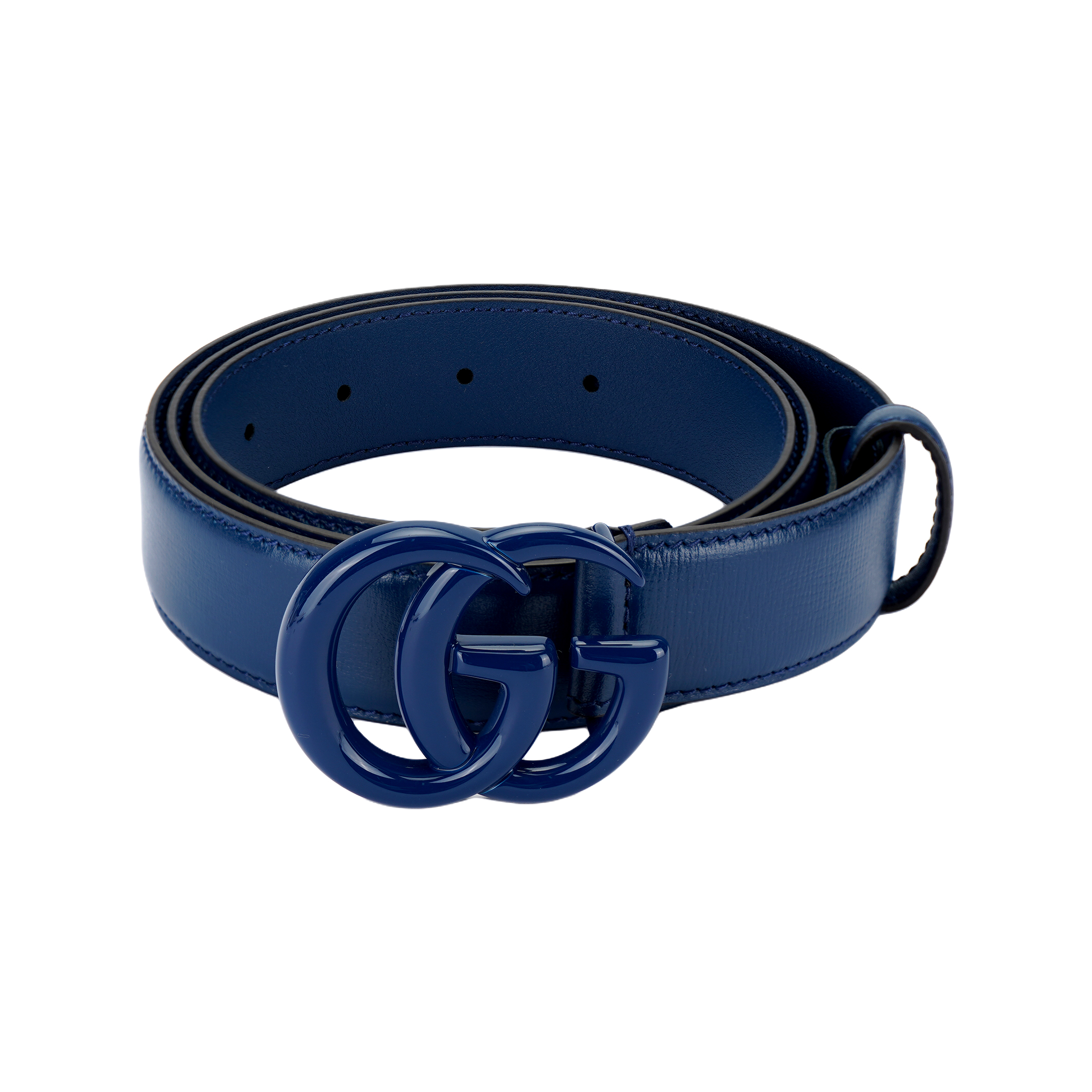 GUCCI GG Marmont Leather Belt with Reversible Buckle for Men - Navy Blue 41451618YXV4236