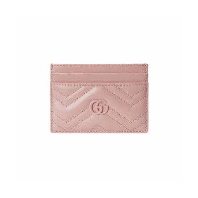 Gucci GG Marmont Matelasse Card Case Light Pink