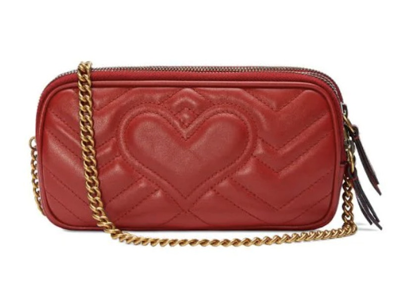 Gucci GG Marmont Matelasse Chain Bag Mini Hibiscus Red 圖 2