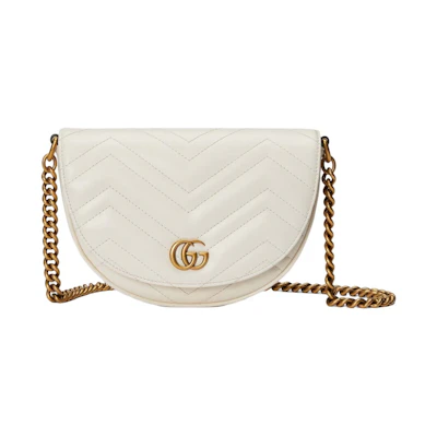 Gucci GG Marmont Matelasse Chain Mini Bag White