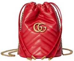 Gucci GG Marmont Matelasse Mini Bucket Bag Red Gucci GG Marmont Matelasse Mini Bucket Bag Red