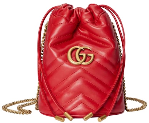 Gucci GG Marmont Matelasse Mini Bucket Bag Red Buy Gucci GG Marmont Matelasse Mini Bucket Bag Red