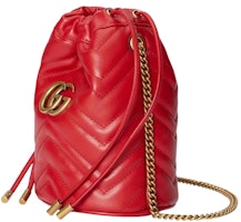 Gucci GG Marmont 絎縫迷你水桶包紅色 Order Gucci GG Marmont 絎縫迷你水桶包紅色