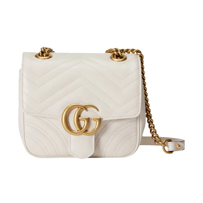 Gucci GG Marmont Mini Shoulder Bag Matelasse Chevron White