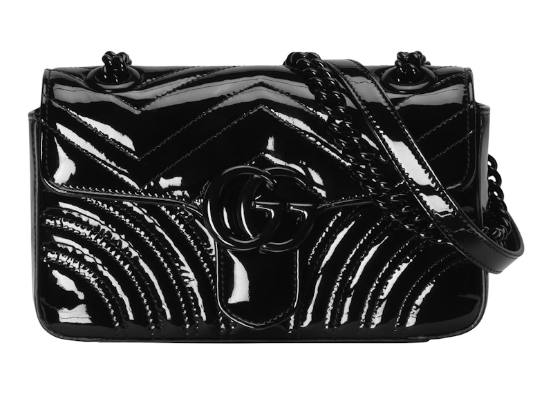 Gucci GG Marmont Patent Mini Shoulder Bag Black Patent Leather