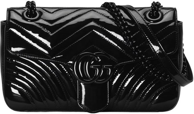 Gucci GG Marmont Patent Small Shoulder Bag Black Patent Leather Buy Gucci GG Marmont Patent Small Shoulder Bag Black Patent Leather