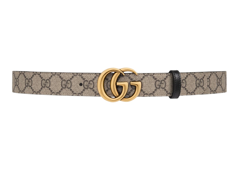 Gucci GG Marmont Reversible Belt GG Supreme Beige/Ebony/Black