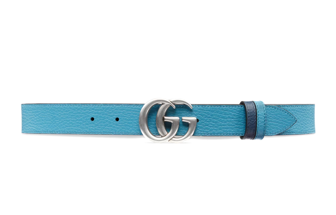 Lookbook GUCCI GG Marmont Reversible Slim Belt Blue 3cm Width. 643847-CAO2N-4492