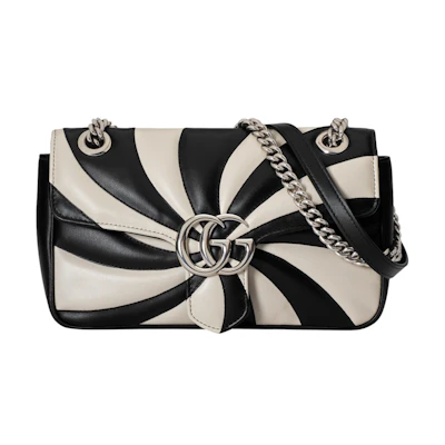 Gucci GG Marmont Shoulder Bag Small Optical Quilted Patchwork Black/White