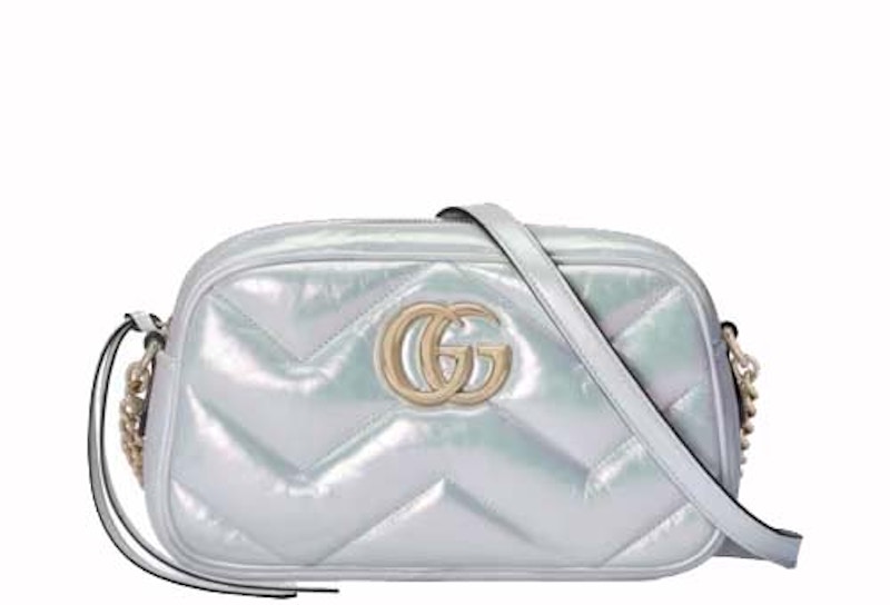 Gucci GG Marmont Small Camera Shoulder Bag Green Iridescent