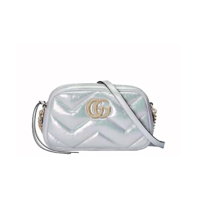 Gucci GG Marmont Small Camera Shoulder Bag Green Iridescent