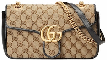 Gucci GG Marmont Small Diagonal Matelasse Bag Original GG Canvas Beige/Ebony Gucci GG Marmont Small Diagonal Matelasse Bag Original GG Canvas Beige/Ebony