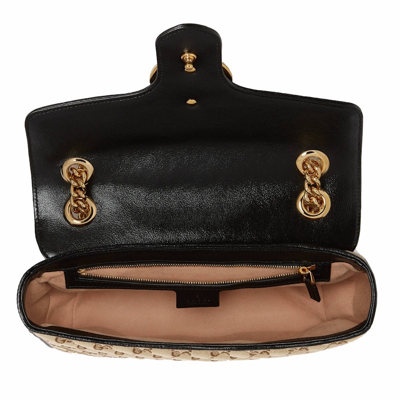 Lookbook グッチ GGマーモント スモール マテラッセ ショルダーバッグ ベージュ/エボニー
