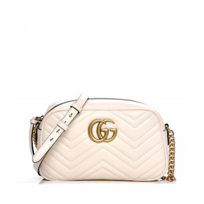 Gucci GG Marmont Small Matelasse Shoulder Bag White