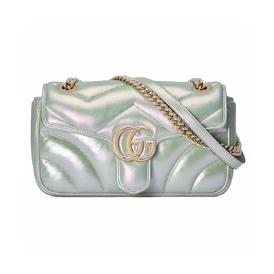 Gucci GG Marmont Small Shoulder Bag Green Iridescent