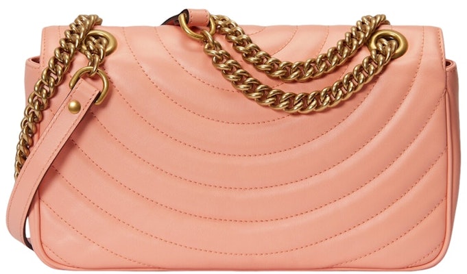 Gucci GG Marmont Small Shoulder Bag Matelasse Round And Vertical Peach Lookbook Gucci GG Marmont Small Shoulder Bag Matelasse Round And Vertical Peach