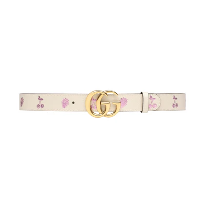 Gucci GG Marmont Thin Belt White